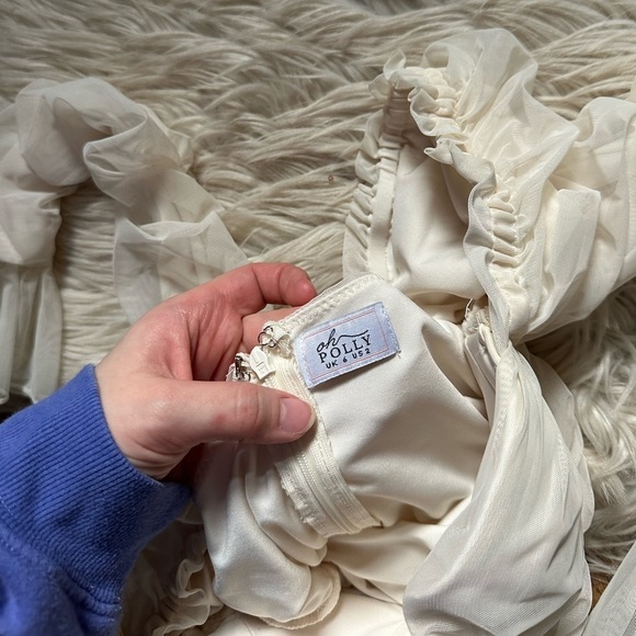 OH POLLY True For You Ruched Bodycon Mini Dress In White - Picture 11 of 12